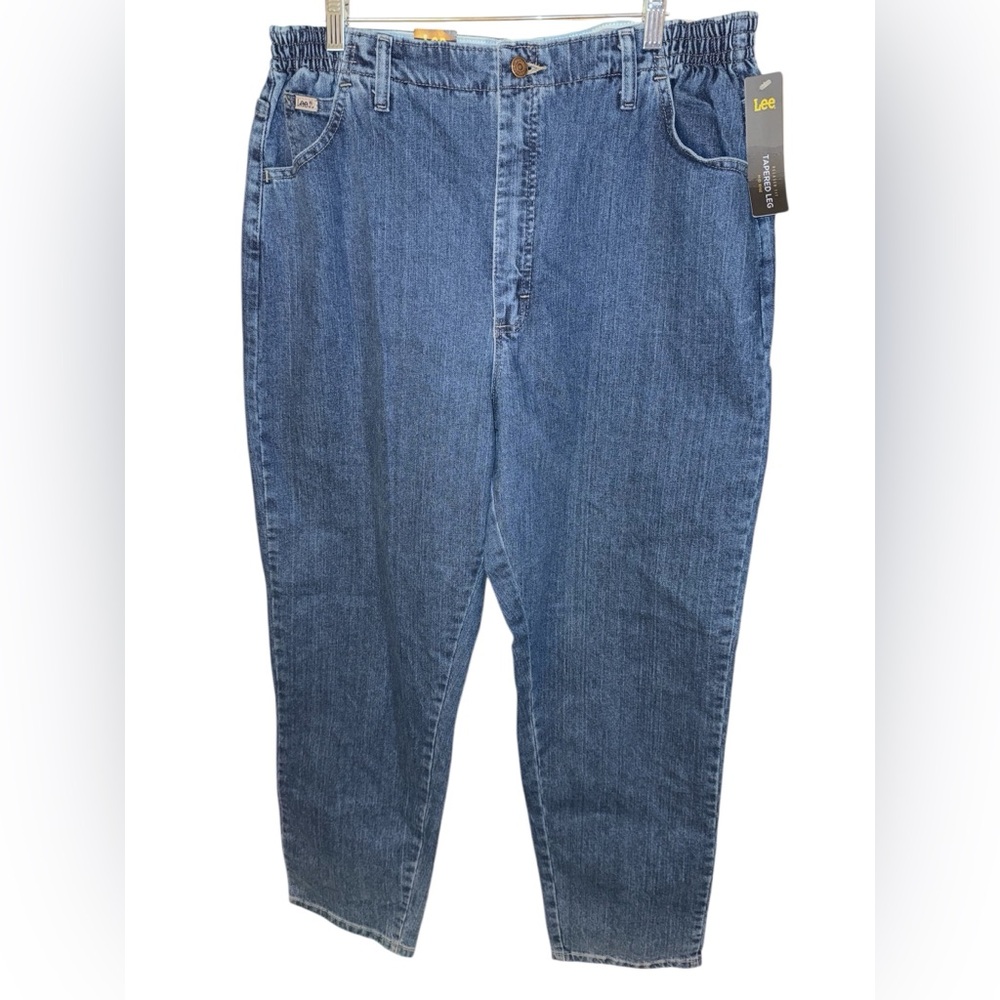 Lee Jeans Relaxed Fit Tapered Leg Mid Rise side elastic waist Sz 18 New nwt